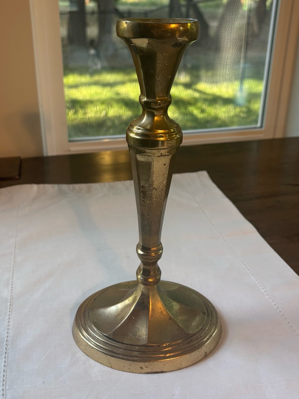 Vintage Solid Brass Candlestick Holder - Colonial Revival - MCM